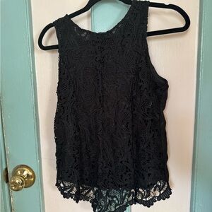 Chic Black Lace Sleeveless Blouse